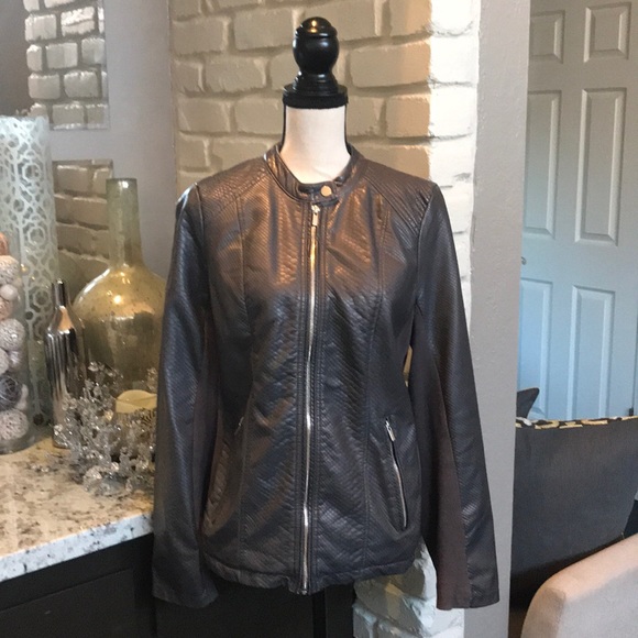 a.n.a Jackets & Blazers - Ana grey faux leather jacket w/ snake skin detail!